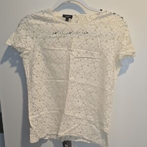 Talbots Lace Short Sleeve Blouse - Cream